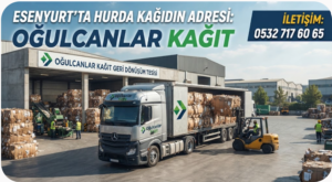 Esenyurt organize sanayi bölgesinde hurda karton ve kağıt yükleyen Oğulcanlar Kağıt nakliye aracı.